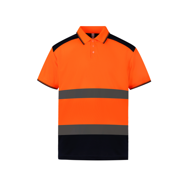 Tweekleurige veiligheidspolo Hi Vis Orange / Navy XXL Tweekleurige veiligheidspolo Hi Vis Orange / Navy XXL