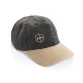 BEAU AWARE™ Washed 6 panel 270gsm cotton twill two tone cap, zwart BEAU AWARE™ Washed 6 panel 270gsm cotton twill two tone cap, zwart
