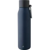 Gerecyclede dubbelwandige roestvrijstalen drinkfles (600 ml) Cassian zwart