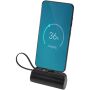 Alnair Type-C powerbank van 5000 mAh 10 W van gerecycled plastic met ingebouwde klapstandaard en 2 in 1 kabel - Zwart Alnair Type-C powerbank van 5000 mAh 10 W van gerecycled plastic met ingebouwde klapstandaard en 2 in 1 kabel - Zwart