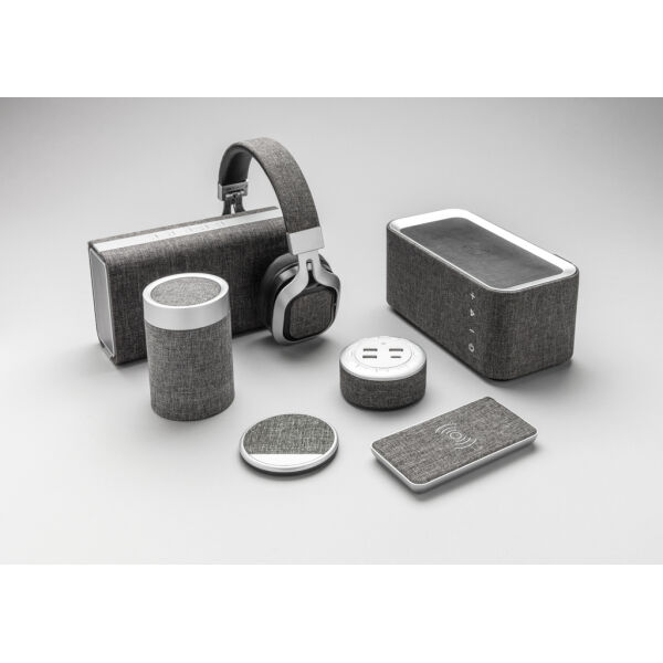 Vogue speaker met 5W draadloze oplader, grijs, zwart Vogue speaker met 5W draadloze oplader, grijs, zwart