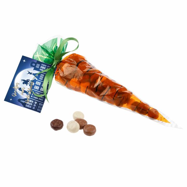 Wortel puntzak gevuld met snoep, Transparant, Gemengde Chocolade Kruidnoten Wortel puntzak gevuld met snoep, Transparant, Gemengde Chocolade Kruidnoten