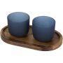 Male houten serveerblad en glazen bekerset - matte afwerking - Hale blauw