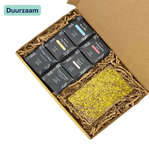 Zen Tea & Dubai Bar Box I Theepakket brievenbus Zen Tea & Dubai Bar Box I Theepakket brievenbus
