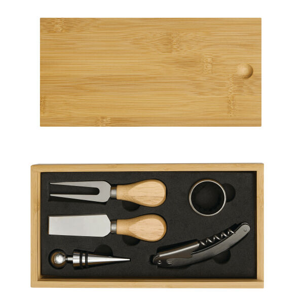 BAMBOO WINE - Wijn- en kaasset bruin, zilver BAMBOO WINE - Wijn- en kaasset bruin, zilver