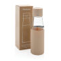 Ukiyo glazen hydratatie-trackingfles met sleeve, bruin