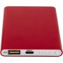 Pep type-C powerbank van 4000 mAh van gerecycled aluminium - Rood