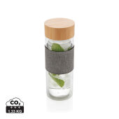 Impact dubbelwandige borosilicaat glazen drinkfles, transparant, grijs