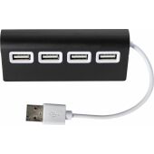 Aluminium USB hub Leo - zwart