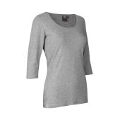 Stretch T-shirt | ¾ sleeved | women - Grey melange, XS