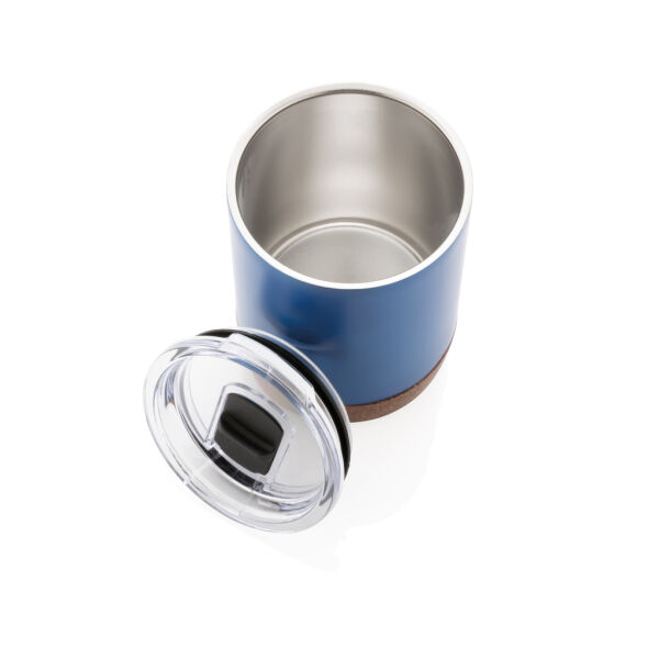 RCS gerecycled roestvrijstalen koffiebeker met kurk, blauw RCS gerecycled roestvrijstalen koffiebeker met kurk, blauw
