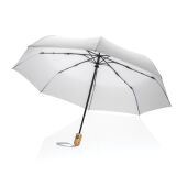 21" Impact AWARE™ RPET 190T bamboe auto open/dicht paraplu, wit
