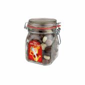 Weckpot 0,9 liter, gevuld met snoep, Transparant, Gemengde Chocolade Kruidnoten
