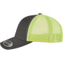 Tweekleurige Retro Truckerpet Charcoal / Neon Green One Size