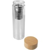 Bailey 400 ml infuusfles van borsilicaatglas met bamboe deksel - Transparant helder
