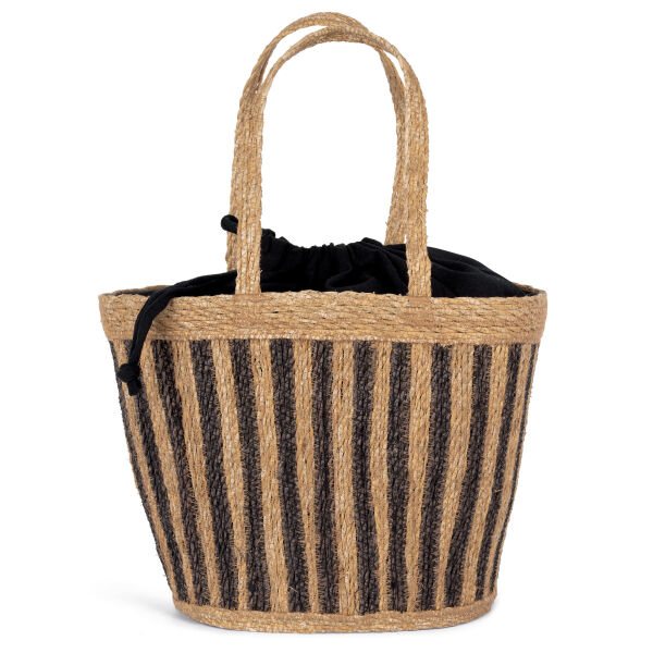 Eco-friendly striped seagrass basket bag