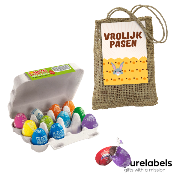 Paasgeschenk personeel | Bloembolletjes en Tony 's Chocolonely paaseitjes | Origineel geschenk