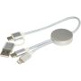 Alasia 5-in-1 30 cm datasynchronisatie- en 27 W snellaadkabel van gerecycled aluminium en plastic - Zilver