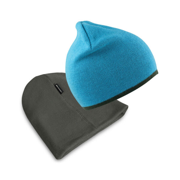 Soft Feel Cuffless Reversible Beanie - Aqua/Grey - One Size Soft Feel Cuffless Reversible Beanie - Aqua/Grey - One Size