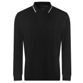 AWDis Long Sleeve Tipped 100 Polo Shirt, Deep Black, L, Just Polos