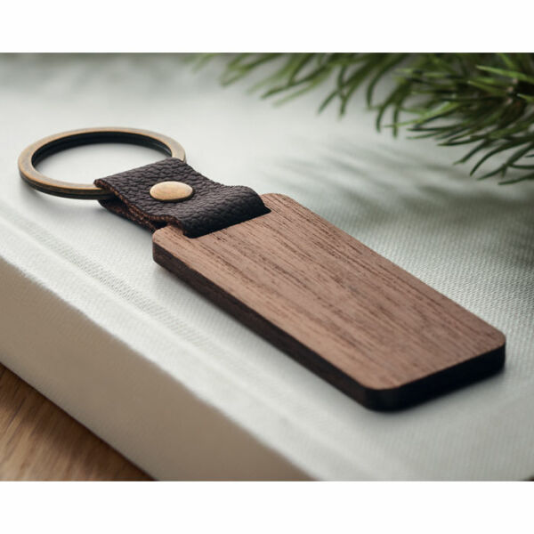 NAWKEY - Sleutelhanger notenhout en PU - Hout NAWKEY - Sleutelhanger notenhout en PU - Hout