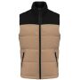 Tweekleurige gewatteerde bodywarmer uniseks wet sand / black XS