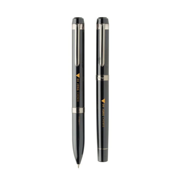 Swiss peak OSLO recycled stainless steel deluxe pen set, zwart Swiss peak OSLO recycled stainless steel deluxe pen set, zwart