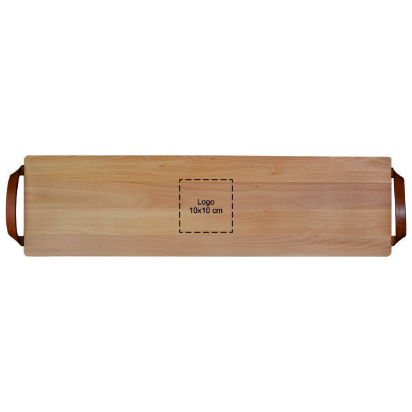 Plank met leren handvaten beuken 69x19 cm Plank met leren handvaten beuken 69x19 cm