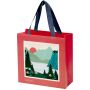 Smartfold papieren tas van 210 g/m² met lintgrepen en een glanzende laminaatlaag - 24 x 10 x 24 cm - Blauw