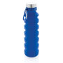 Lekvrije opvouwbare siliconen fles met schroefdop, blauw
