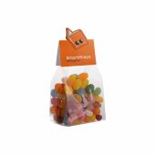 Blokzakje met kopkaartje in eigen vorm en 150 gram snoep