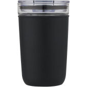 Bello 420 ml glazen beker met buitenwand van gerecycled plastic - Zwart