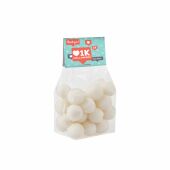 Blokzakje met kopkaartje en 150 gram snoep, Transparant/Wit, KING pepermunt ballen