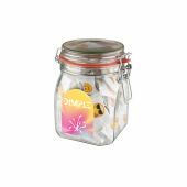 Weckpot 0,9 liter, gevuld met snoep, Transparant, Emoji fruit