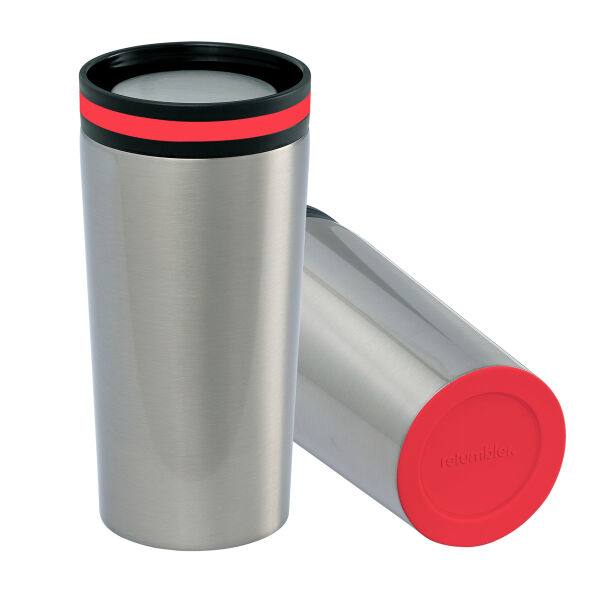 Thermobeker RETUMBLER-myDRINQEO - rood, zilver Thermobeker RETUMBLER-myDRINQEO - rood, zilver