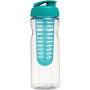 H2O Active® Base 650 ml sportfles en infuser met flipcapdeksel - Transparant/Aqua blauw