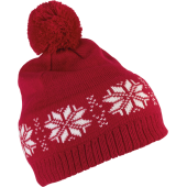 Gebreide kerstmuts met sterren Cherry Red One Size