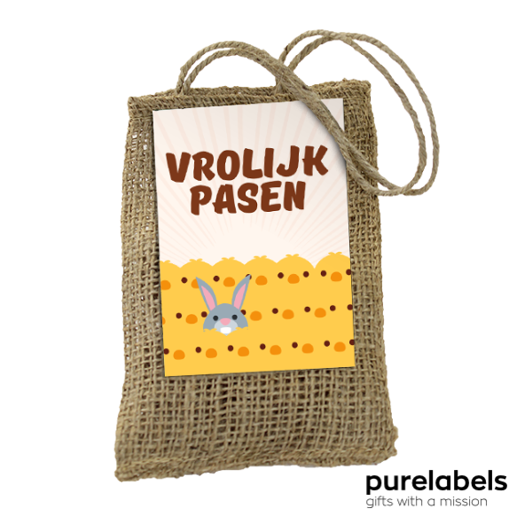 Paasgeschenk personeel en relaties | Jute zakje anemoontjes | Vrolijk Pasen