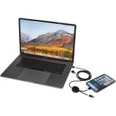 Alasia 5-in-1 150 cm datasynchronisatie- en 27 W snellaadkabel van gerecycled aluminium en plastic - Zwart