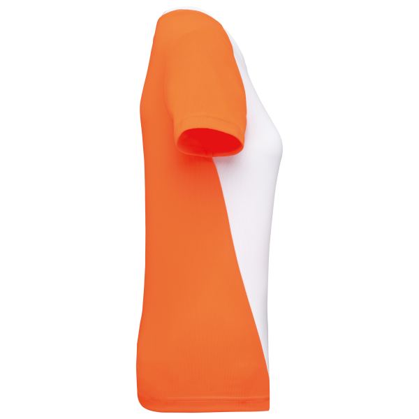Ecologisch sport-T-shirt in twee kleuren voor dames White / Fluorescent Orange XS Ecologisch sport-T-shirt in twee kleuren voor dames White / Fluorescent Orange XS