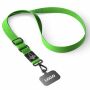 Geweven verstelbare crossbody telefoonhouder met gegraveerde metalen logoplaat
