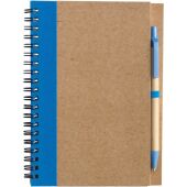 Notitieboek Stella | Gerecycled karton | Gelinieerd | Balpen lichtblauw