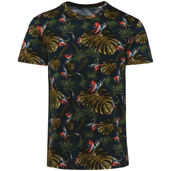 Ecologisch heren-T-shirt met tropische print Navy Paradise Bird 3XL