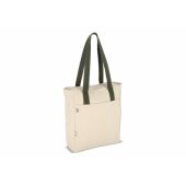 InSideOut Reuuz Canvas Draagtas 33 x 42 x 10 cm - Ecru / Olijfgroen