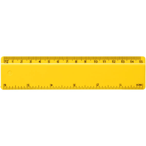 Refari liniaal van 15 cm van gerecycled plastic - Geel Refari liniaal van 15 cm van gerecycled plastic - Geel