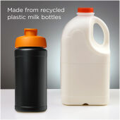 Baseline 500 ml gerecyclede drinkfles met klapdeksel - Zwart/Oranje