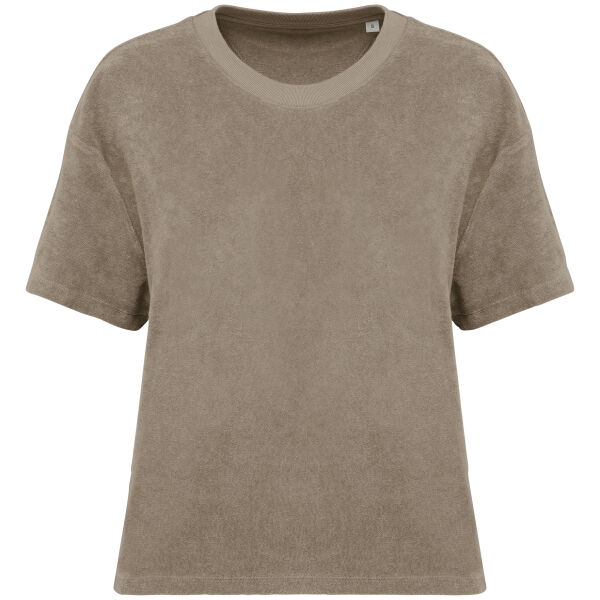 Ecologisch badstof dames-T-shirt Cream Coffee XL