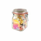 Weckpot 0,9 liter, gevuld met snoep, Transparant, Oud Hollandse mix