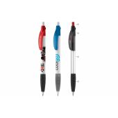 Balpen Cosmo grip combi - Wit/transparant / Fluor assorti