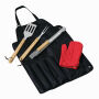 GREAT BBQ - BBQ-schort met BBQ-bestek rood, zilver, zwart